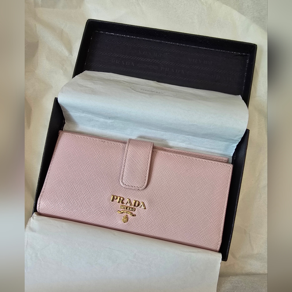 Authentic Prada Pink Saffiano Leather Wallet EUC